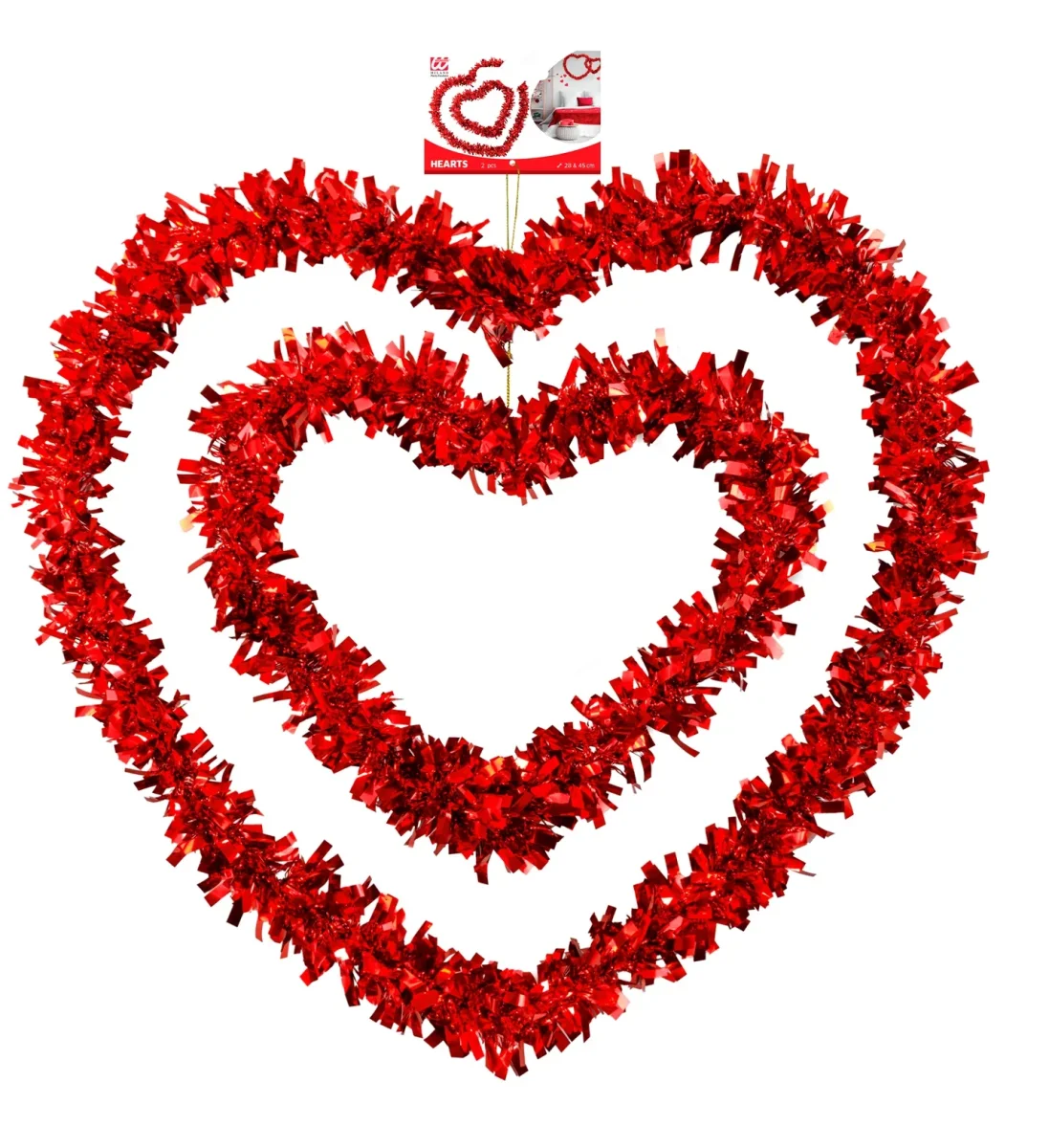 2 CUORI SAN VALENTINO IN FILI LAME' ROSSI - immagine 5
