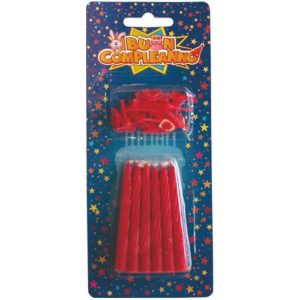 12 CANDELINE ROSSE CON SUPPORTO