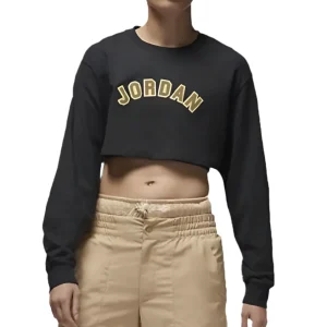 Air Jordan Super Crop Long-Sleeve Graphic T-Shirt Black