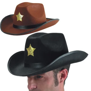 CAPPELLO COWBOY ADULTO CON STELLA SCERIFFO DORATA