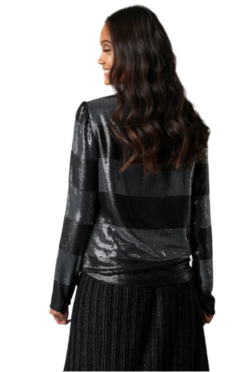 Top a maniche lunghe con paillettes Na-Kd - immagine 4