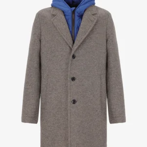 Cappotto Carlos in Lana Cotta Stretch con Cappuccio Staccabile