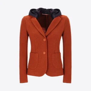 Giacca Isaia in Tessuto Misto Lana Tinta Unita e Melange con Cappuccio Staccabile - Woman