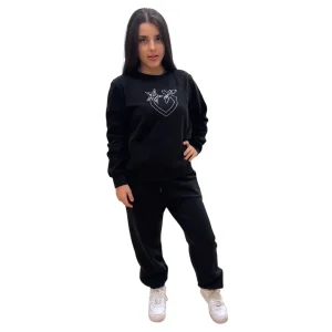 Pinko Up felpa nera con logo strass