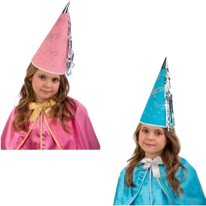 CAPPELLO DA FATA ROSA CELESTE IN CARTA CM 30 PER BAMBINA