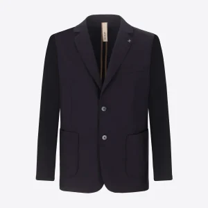 Giacca Orzo In Tessuto Misto Cotone Nylon Ultraleggero Con Maniche In Maglia