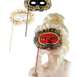 MASCHERA FARFALLA SCAMOSCIATA CON ROUCHE E BASTONCINO