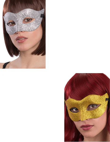 MASCHERA A VISO CON GLITTER METALLIZZATI